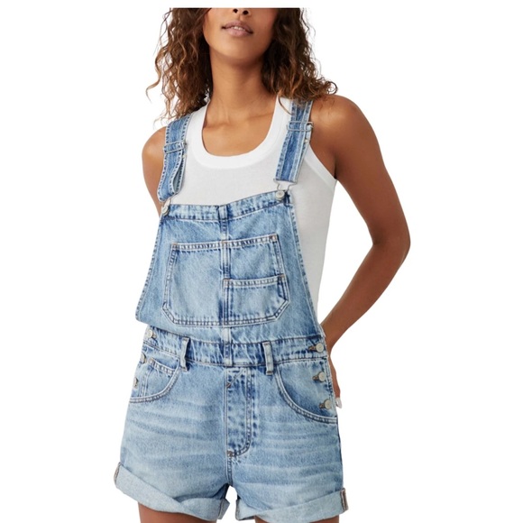 We The Free Women's Light Blue Denim Overalls - Picture 1 of 8